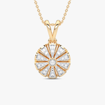 Geometryczny Okrągły Wisiorek żółty - Venetia Jewels - 14K złoto z brylantami