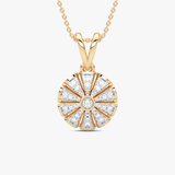 Geometryczny Okrągły Wisiorek żółty - Venetia Jewels - 14K złoto z brylantami