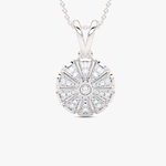 Geometryczny Okrągły Wisiorek Biały - Venetia Jewels - 14K złoto z brylantami