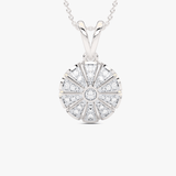 Geometryczny Okrągły Wisiorek Biały - Venetia Jewels - 14K złoto z brylantami