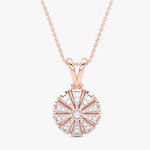 Geometryczny Okrągły Wisiorek - Venetia Jewels - 14K złoto z brylantami