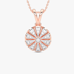 Geometryczny Okrągły Wisiorek Różowy - Venetia Jewels - 14K złoto z brylantami