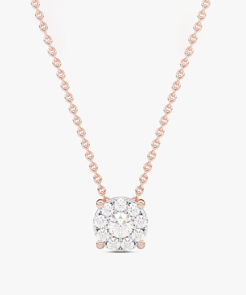 Klasyczny Wisiorek z Brylantami Różowy - Venetia Jewels - 14K złoto z brylantami