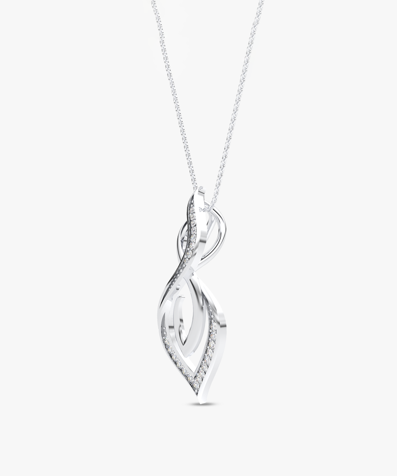 Podłużna Zawieszka Infinity Biały - Venetia Jewels - 14K złoto z brylantami