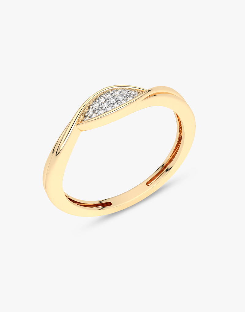 Pierścionek z Brylantami w Kształt Oka żółty - Venetia Jewels - 14K złoto z brylantami