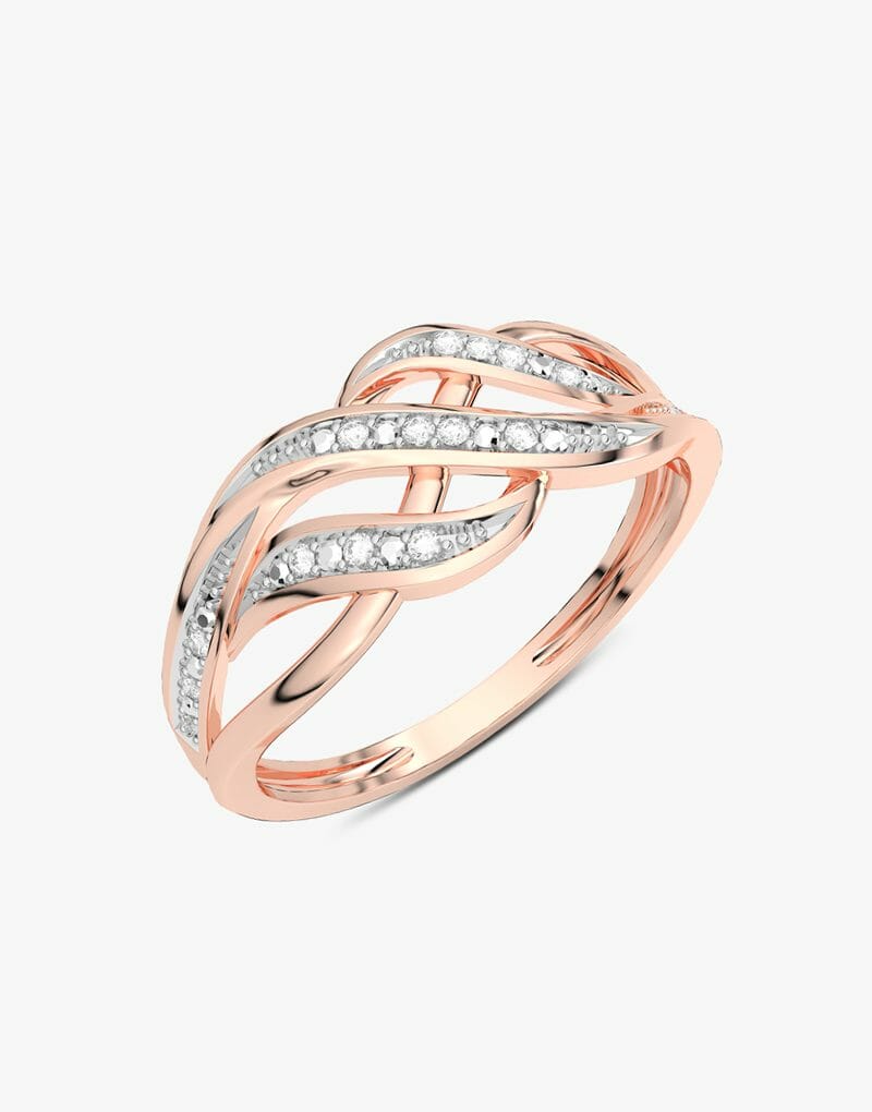 Kręcony Pierścionek z Brylantami Różowy - Venetia Jewels - 14K złoto z brylantami