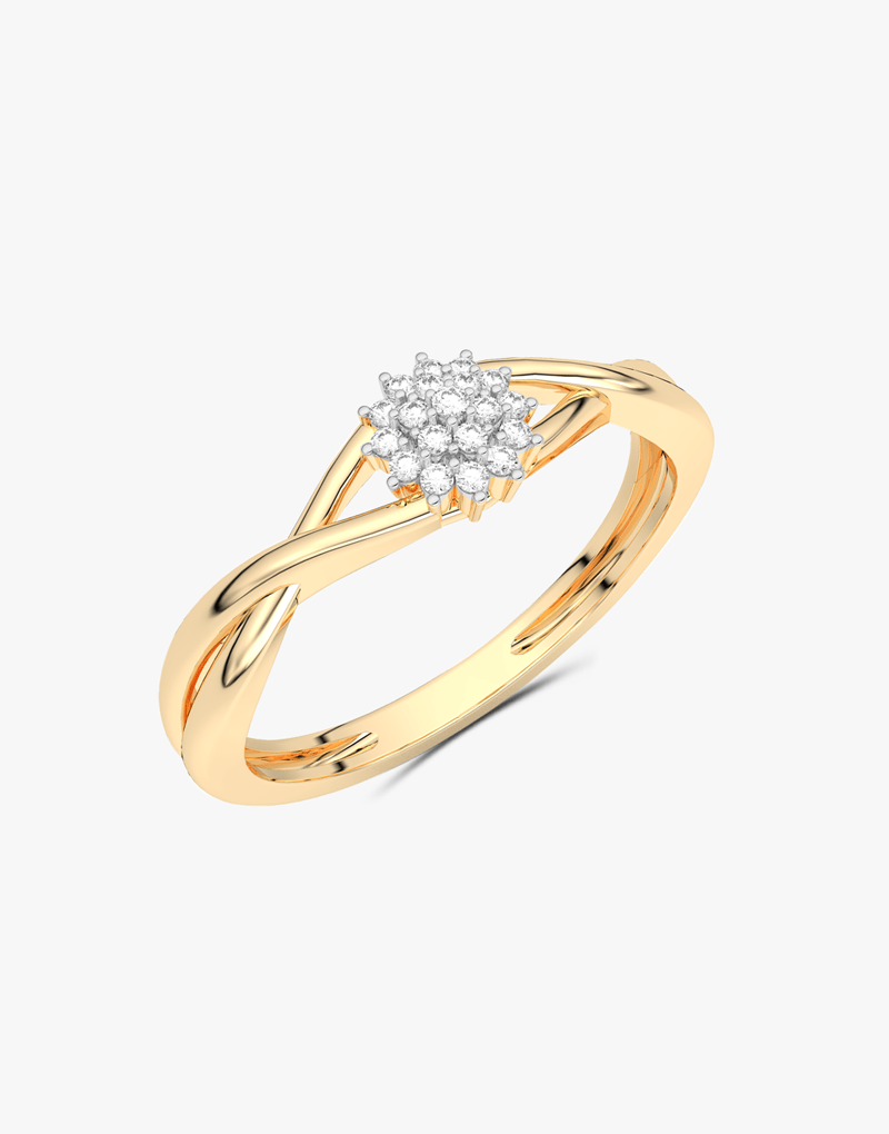 Falujący Pierścionek z Brylantami żółty - Venetia Jewels - 14K złoto z brylantami