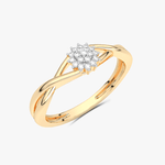 Falujący Pierścionek z Brylantami żółty - Venetia Jewels - 14K złoto z brylantami