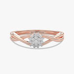 Falujący Pierścionek z Brylantami Różowy - Venetia Jewels - 14K złoto z brylantami