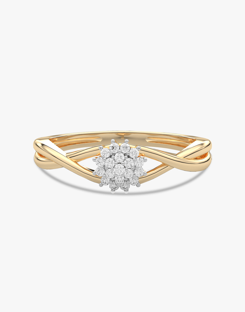 Falujący Pierścionek z Brylantami - Venetia Jewels - 14K złoto z brylantami