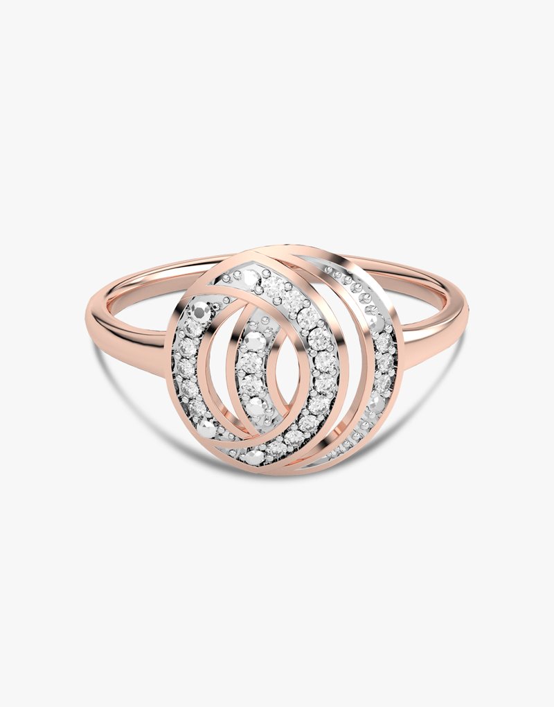 Pierścionek z Brylantowymi Obręczami Różowy - Venetia Jewels - 14K złoto z brylantami