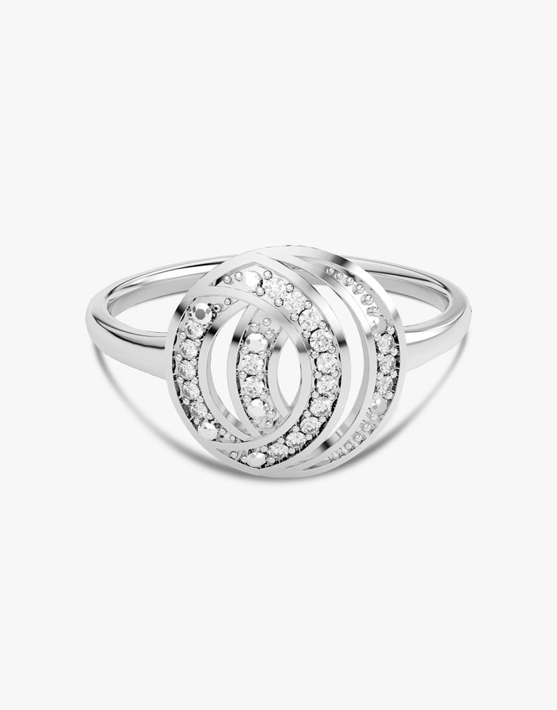Pierścionek z Brylantowymi Obręczami Biały - Venetia Jewels - 14K złoto z brylantami