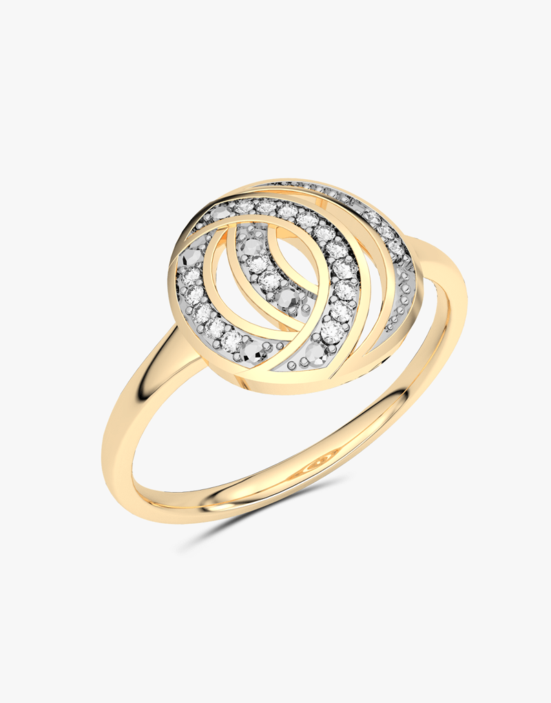Pierścionek z Brylantowymi Obręczami żółty - Venetia Jewels - 14K złoto z brylantami