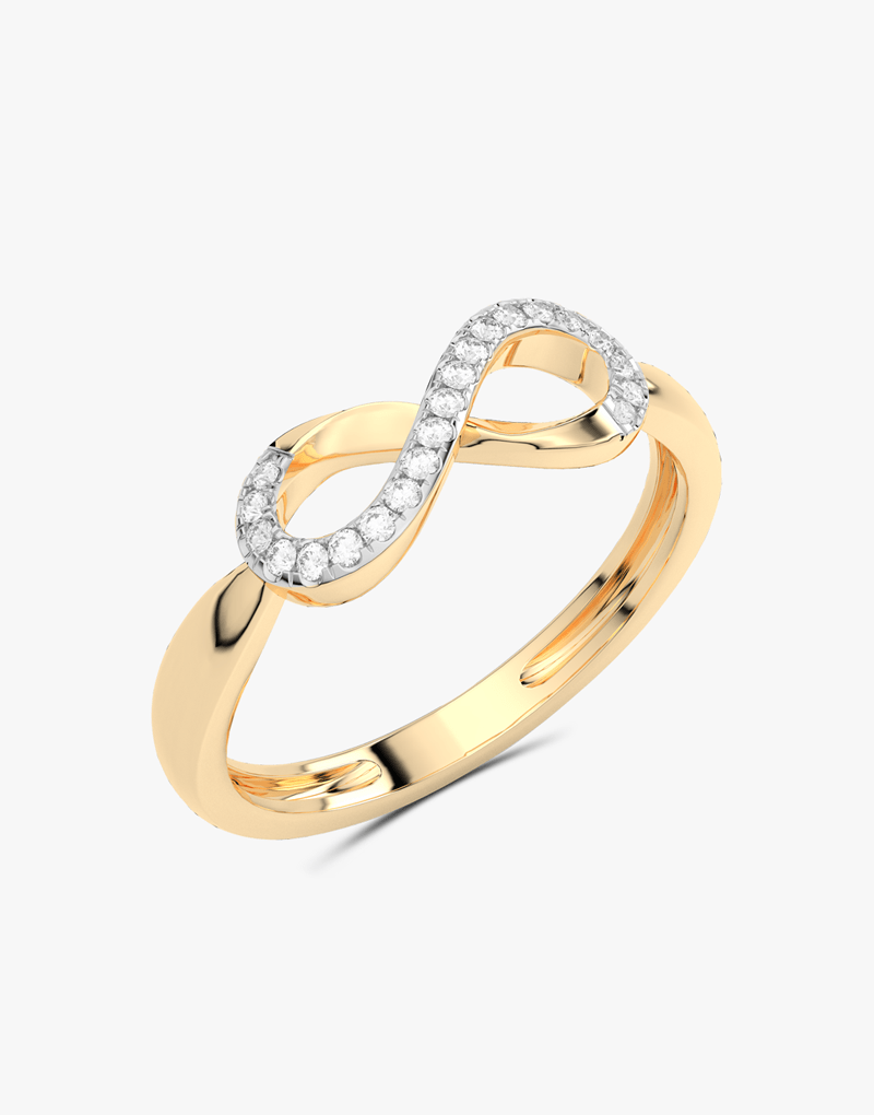Pierścionek w Kształcie Nieskończoności żółty - Venetia Jewels - 14K złoto z brylantami