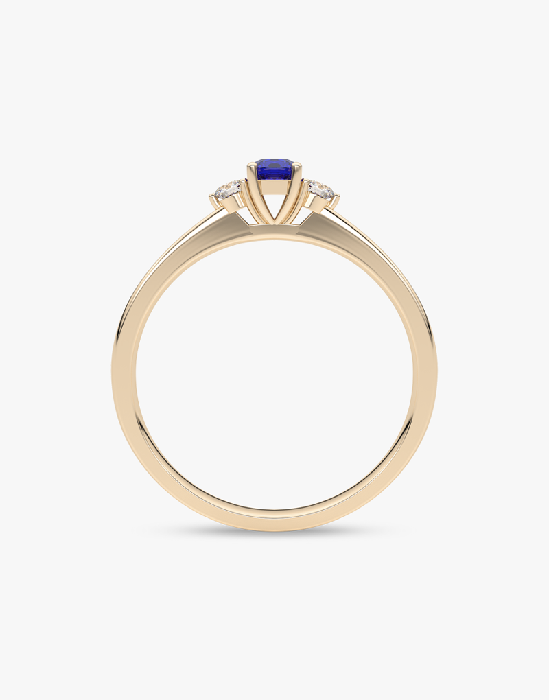 Klasyczny Pierścionek z Niebieskim Szafirem - Venetia Jewels - 14K złoto z brylantami