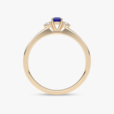 Klasyczny Pierścionek z Niebieskim Szafirem - Venetia Jewels - 14K złoto z brylantami