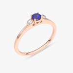 Klasyczny Pierścionek z Niebieskim Szafirem Różowy - Venetia Jewels - 14K złoto z brylantami