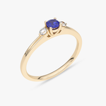 Klasyczny Pierścionek z Niebieskim Szafirem żółty - Venetia Jewels - 14K złoto z brylantami