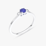 Klasyczny Pierścionek z Niebieskim Szafirem Biały - Venetia Jewels - 14K złoto z brylantami