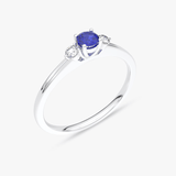 Klasyczny Pierścionek z Niebieskim Szafirem Biały - Venetia Jewels - 14K złoto z brylantami
