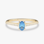 Pierścionek z Owalnym Niebieskim Topazem oraz Brylantami - Venetia Jewels - 14K złoto z brylantami