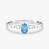 Pierścionek z Owalnym Niebieskim Topazem oraz Brylantami Biały - Venetia Jewels - 14K złoto z brylantami