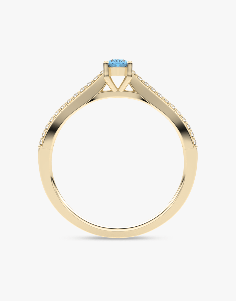 Pierścionek z Owalnym Niebieskim Topazem oraz Brylantami - Venetia Jewels - 14K złoto z brylantami