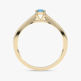 Pierścionek z Owalnym Niebieskim Topazem oraz Brylantami - Venetia Jewels - 14K złoto z brylantami
