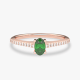 Pierścionek z Owalnym Szmaragdem oraz Brylantami Różowy - Venetia Jewels - 14K złoto z brylantami