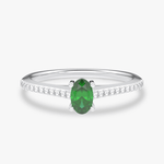 Pierścionek z Owalnym Szmaragdem oraz Brylantami Biały - Venetia Jewels - 14K złoto z brylantami