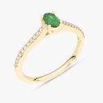 Pierścionek z Owalnym Szmaragdem oraz Brylantami żółty - Venetia Jewels - 14K złoto z brylantami