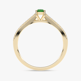 Pierścionek z Owalnym Szmaragdem oraz Brylantami - Venetia Jewels - 14K złoto z brylantami