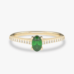 Pierścionek z Owalnym Szmaragdem oraz Brylantami - Venetia Jewels - 14K złoto z brylantami