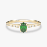 Pierścionek z Owalnym Szmaragdem oraz Brylantami - Venetia Jewels - 14K złoto z brylantami