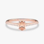 Pierścionek z Owalnym Morganitem oraz Brylantami Różowy - Venetia Jewels - 14K złoto z brylantami