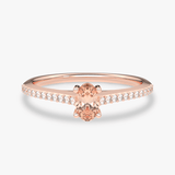 Pierścionek z Owalnym Morganitem oraz Brylantami Różowy - Venetia Jewels - 14K złoto z brylantami