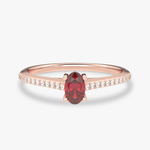 Pierścionek z Owalnym Rubinem oraz Brylantami Różowy - Venetia Jewels - 14K złoto z brylantami