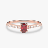 Pierścionek z Owalnym Rubinem oraz Brylantami Różowy - Venetia Jewels - 14K złoto z brylantami