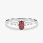 Pierścionek z Owalnym Rubinem oraz Brylantami Biały - Venetia Jewels - 14K złoto z brylantami