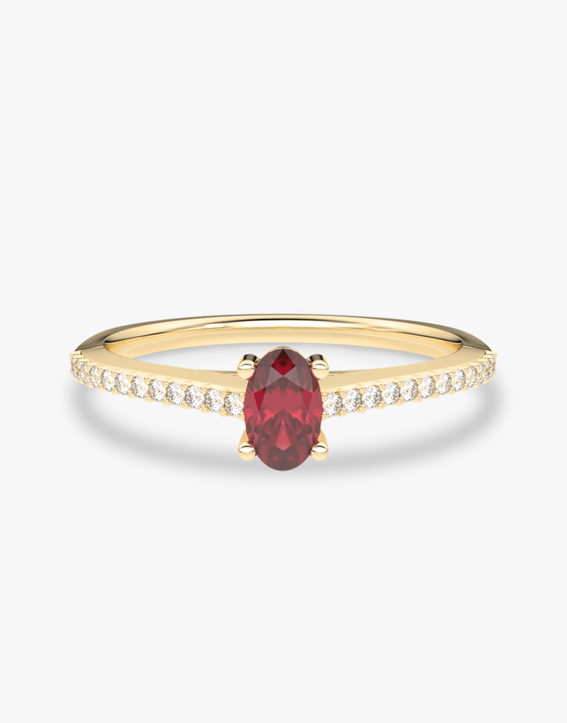 Pierścionek z Owalnym Rubinem oraz Brylantami - Venetia Jewels - 14K złoto z brylantami