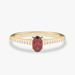 Pierścionek z Owalnym Rubinem oraz Brylantami - Venetia Jewels - 14K złoto z brylantami