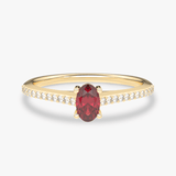 Pierścionek z Owalnym Rubinem oraz Brylantami - Venetia Jewels - 14K złoto z brylantami
