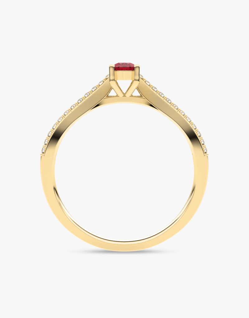 Pierścionek z Owalnym Rubinem oraz Brylantami - Venetia Jewels - 14K złoto z brylantami