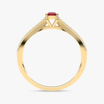 Pierścionek z Owalnym Rubinem oraz Brylantami - Venetia Jewels - 14K złoto z brylantami