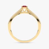 Pierścionek z Owalnym Rubinem oraz Brylantami - Venetia Jewels - 14K złoto z brylantami