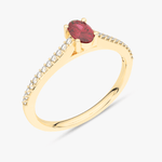 Pierścionek z Owalnym Rubinem oraz Brylantami żółty - Venetia Jewels - 14K złoto z brylantami
