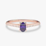 Pierścionek z Owalnym Tanzanitem oraz Brylantami Różowy - Venetia Jewels - 14K złoto z brylantami