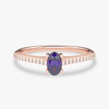 Pierścionek z Owalnym Tanzanitem oraz Brylantami Różowy - Venetia Jewels - 14K złoto z brylantami