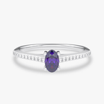 Pierścionek z Owalnym Tanzanitem oraz Brylantami Biały - Venetia Jewels - 14K złoto z brylantami