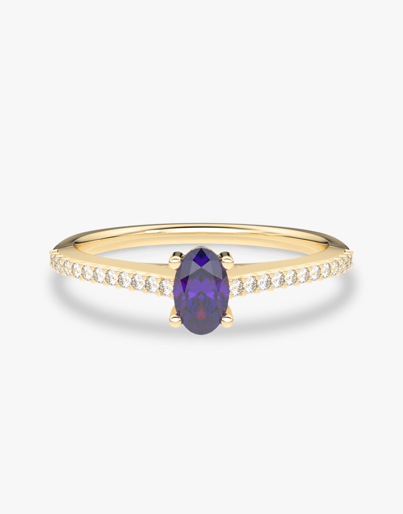 Pierścionek z Owalnym Tanzanitem oraz Brylantami - Venetia Jewels - 14K złoto z brylantami